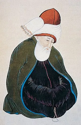 Джалаладдин Руми (1207-1273) - персидский поэт и суфийский мыслитель. Художественный портрет.