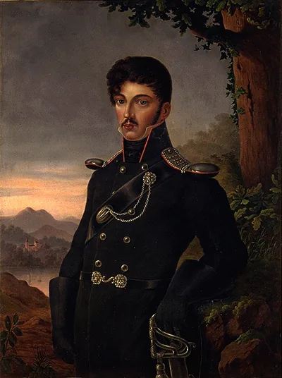 Теодор Кёрнер (1791-1813) - немецкий поэт и драматург. Художественный портрет.